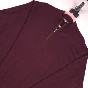 Peter Millar Crown Quarter Zip Sweater Mens XL Burgundy Merino Lyocell Quiet Lux